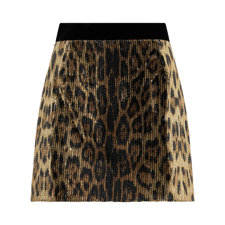 Sequin Leopard Print Mini Skirt image number null