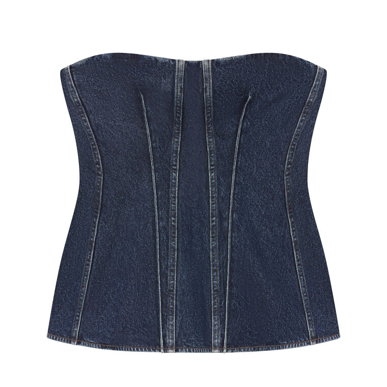 Lara Strapless Denim Corset Top image number null