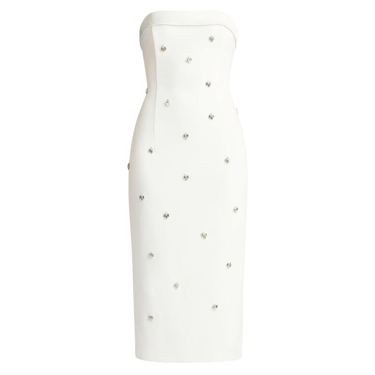 Strapless Beaded Tuxedo Midi Dress image number null