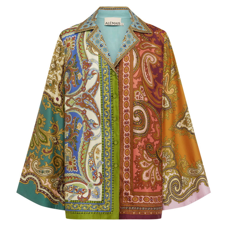 Clemenza Spliced Silk Shirt image number null