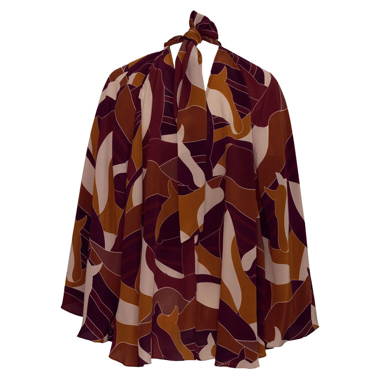 Boho Long Sleeve Crepe De Chine Blouse image number null