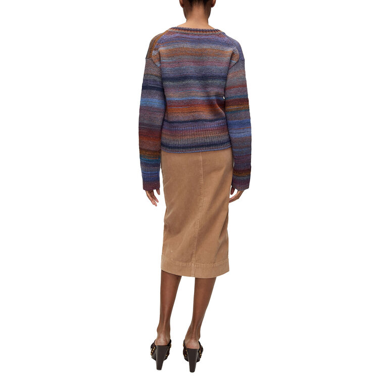 Diora Stripe V-Neck Pullover Sweater image number null