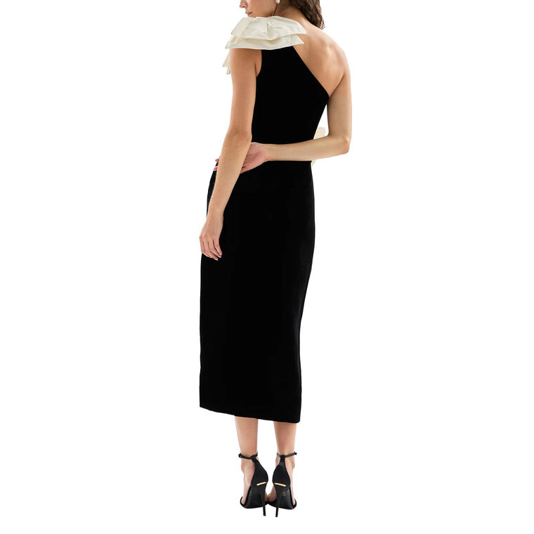 Kiki One Shoulder Double Bow Midi Dress image number null