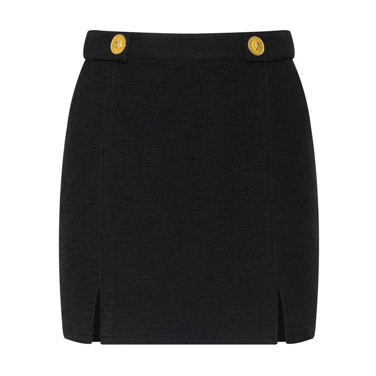 Nelina Button Tab Tweed Mini Skirt image number null
