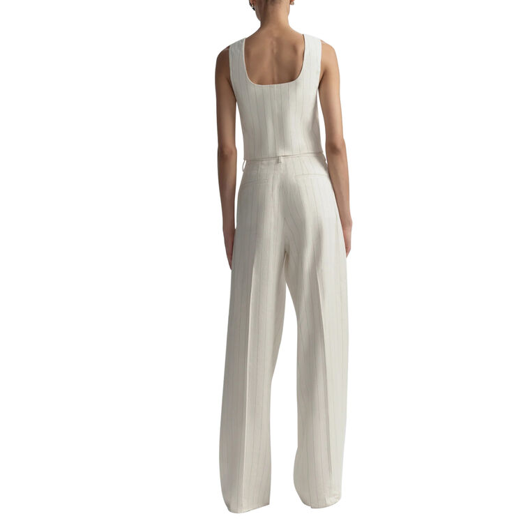 Darcy Sleeveless Cropped Linen Pinstripe Top image number null
