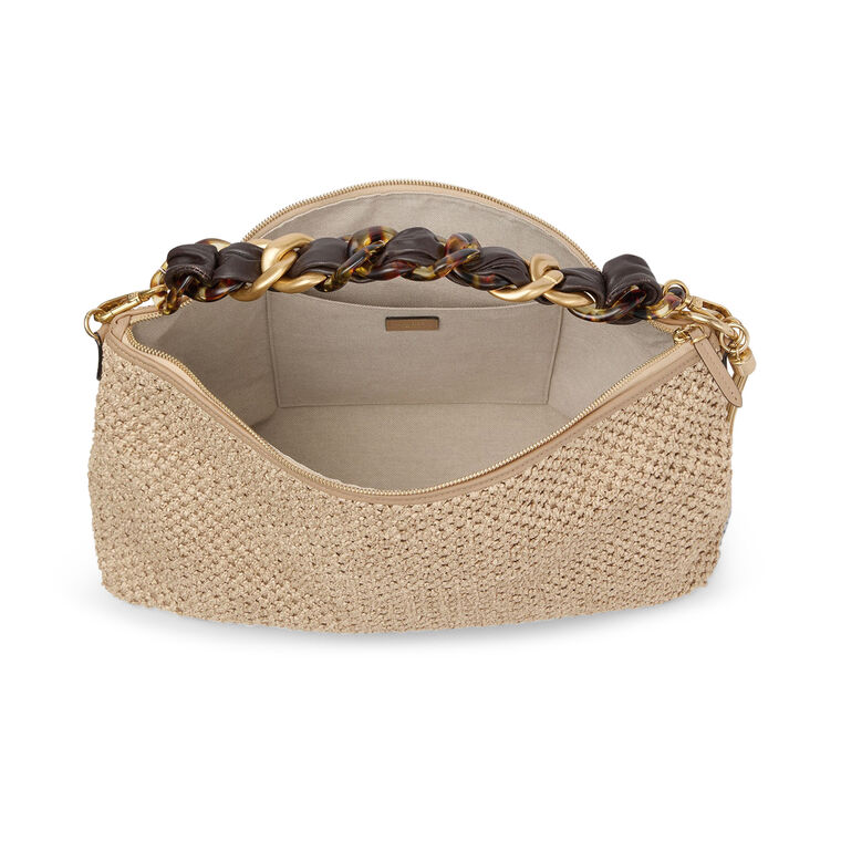 Callie Maxi Raffia Shoulder Bag With Detachable Leather Strap image number null