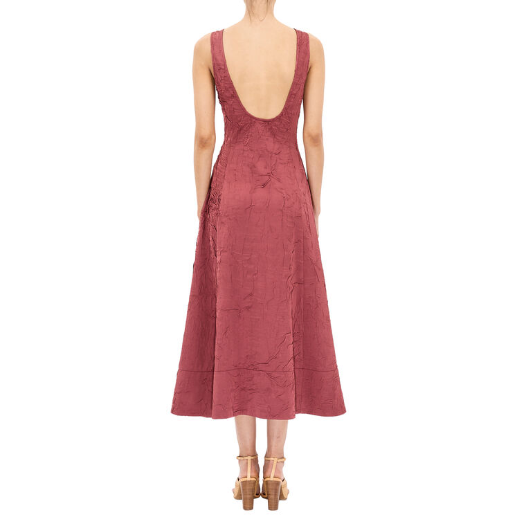 Georgia Sleeveless Crinkled Satin A-Line Midi Dress image number null