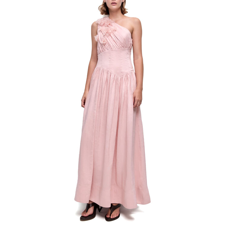 Demi One-Shoulder 3D Floral Detail Maxi Dress image number null