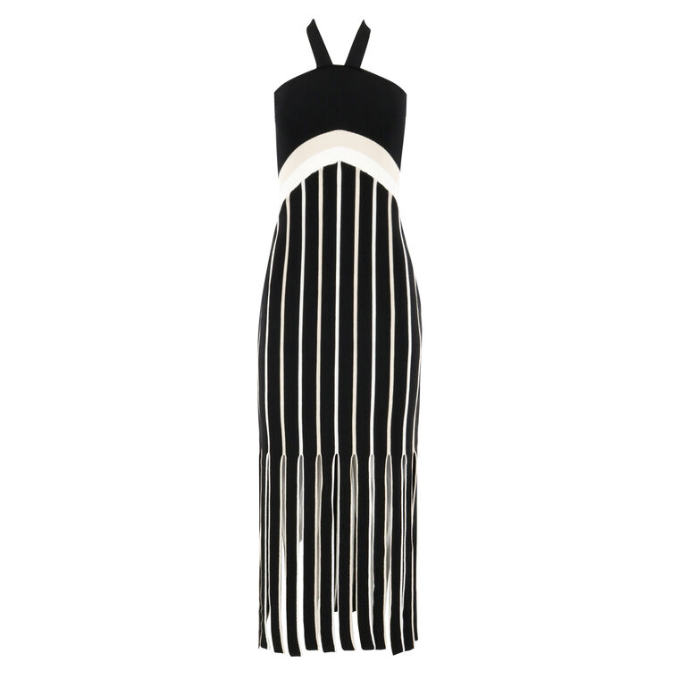 Campbell Fringe Knit Halter Dress image number null