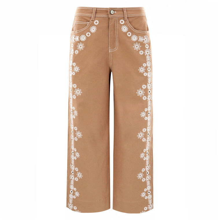 Mazie Eyelet Cropped Betsy Flare Pant image number null