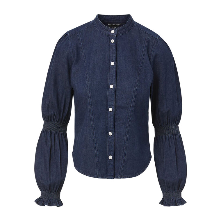 Dalton Puff-Sleeve Denim Top image number null