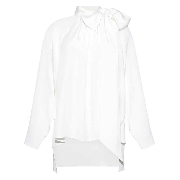 Long Sleeve Bow Blouse In Silk Crepe image number null