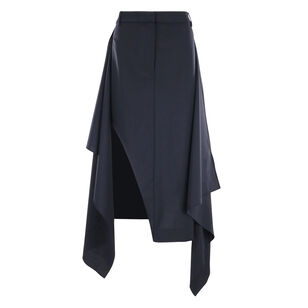 Tropical Wool Tie Front Trouser Midi Skirt