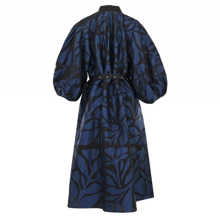 Classic Zahara Puff Sleeve Belted Midi Dress image number null