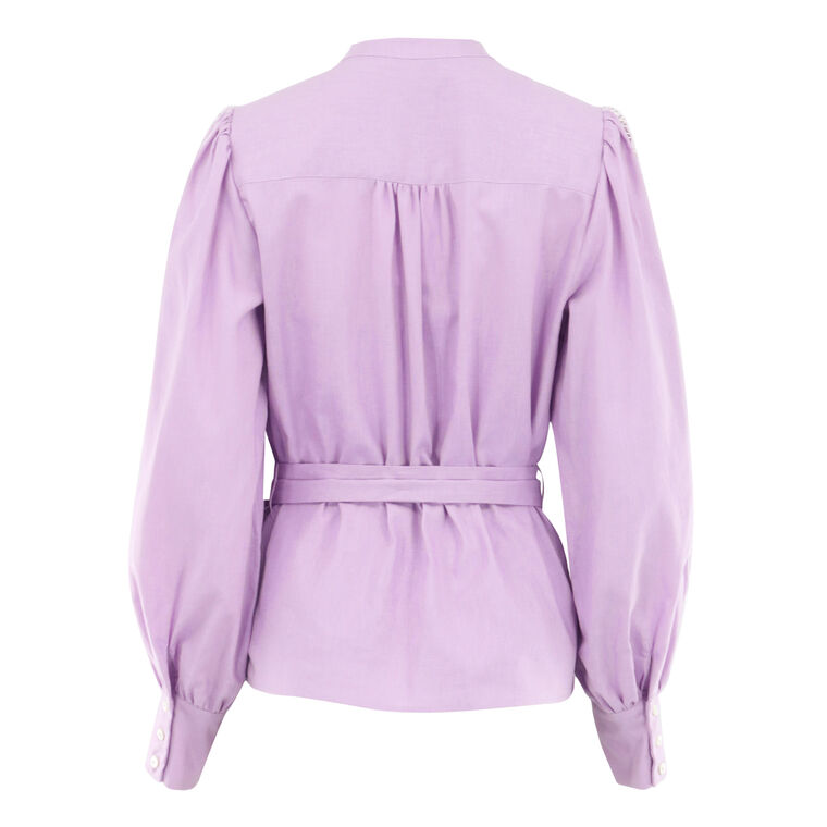 Riley Long Sleeve Button-Front Embroidery Top image number null