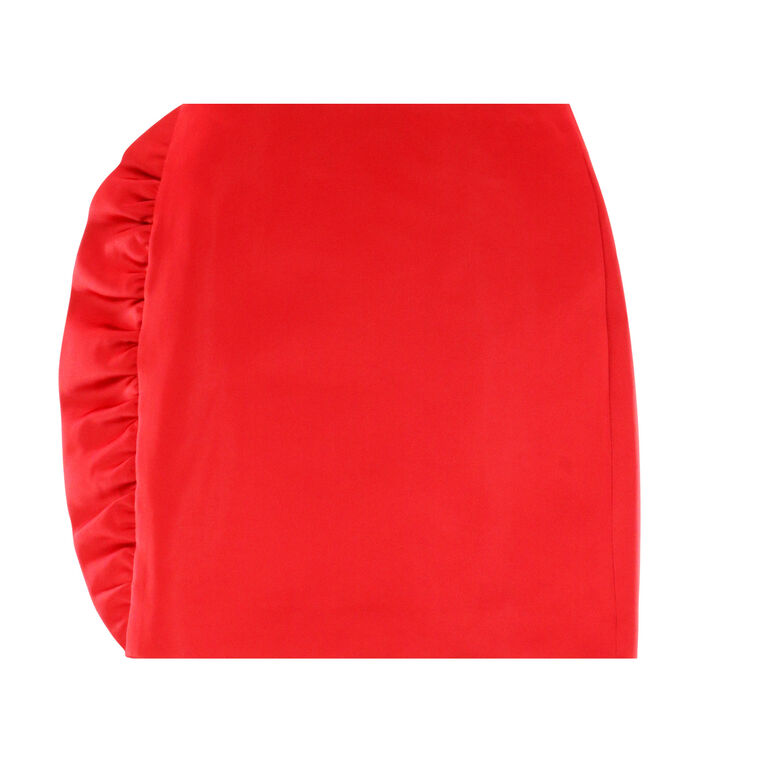 Tech Satin Side Ruffle Mini Skirt image number null