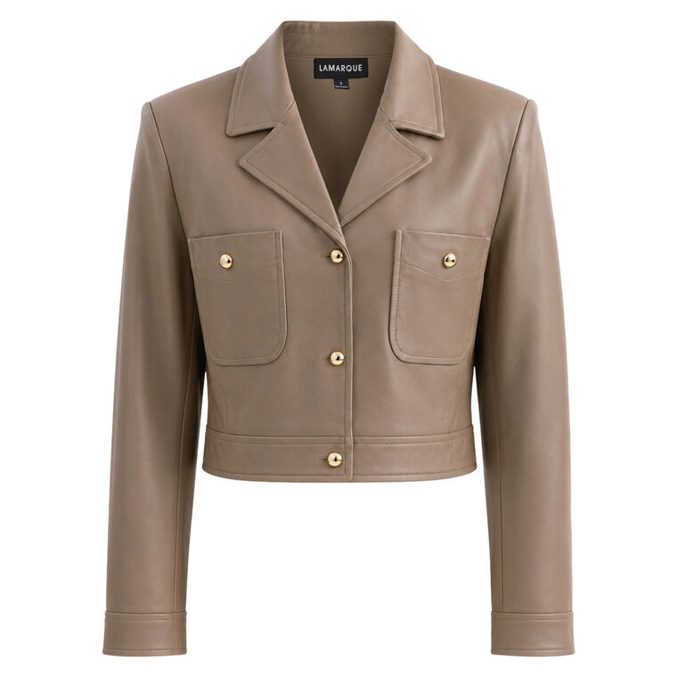 Lorena Cropped Leather Jacket image number null