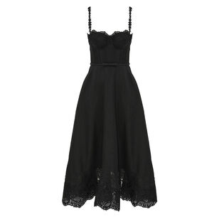 Hypnotic Sleeveless Lace Trim Midi Dress