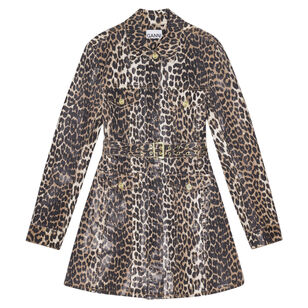Leopard Print Foil Denim Belted Mini Dress
