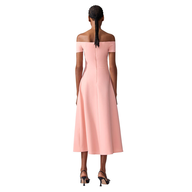 Bow-Embroidered Off Shoulder A-Line Midi Dress image number null