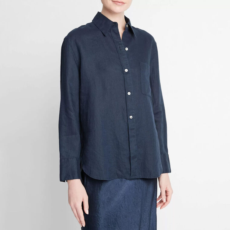 
Linen Easy Button-Front Shirt image number null