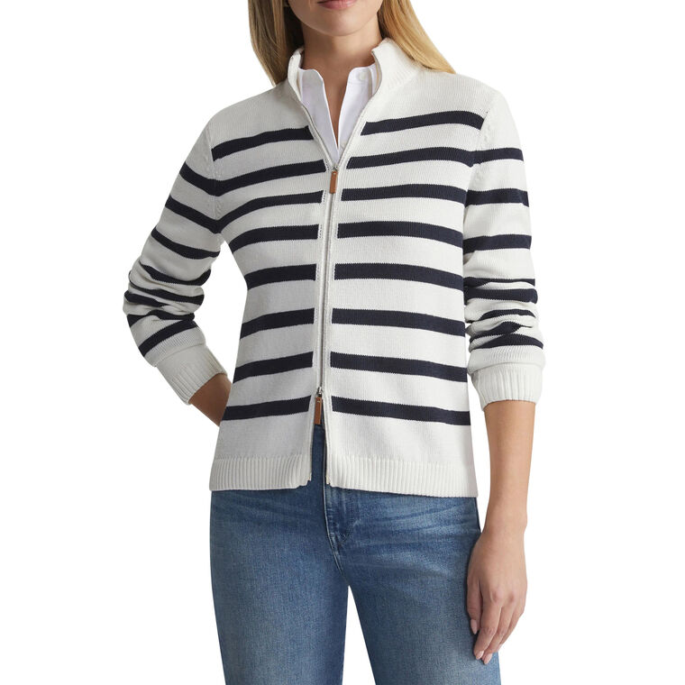 Stripe Fitted Bomber Cardigan image number null