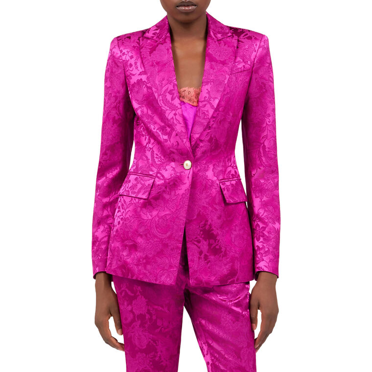 Florentine Flowers Jacquard One-Button Blazer image number null