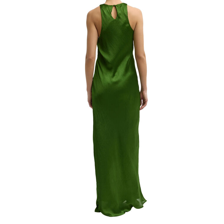 Matte Satin Plisse Maxi Bias Dress image number null