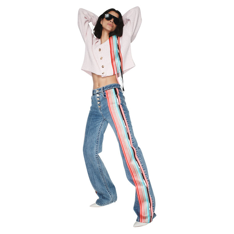 Omar Straight-Leg Stripe Detail Jeans image number null