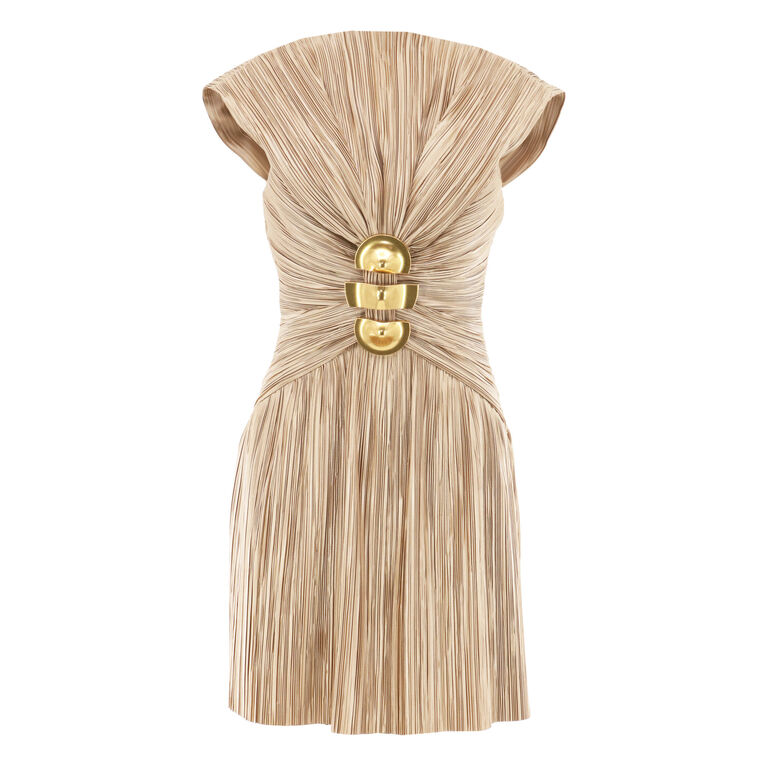 Andromeda Cap Sleeve Cinched Plisse Mini Dress image number null