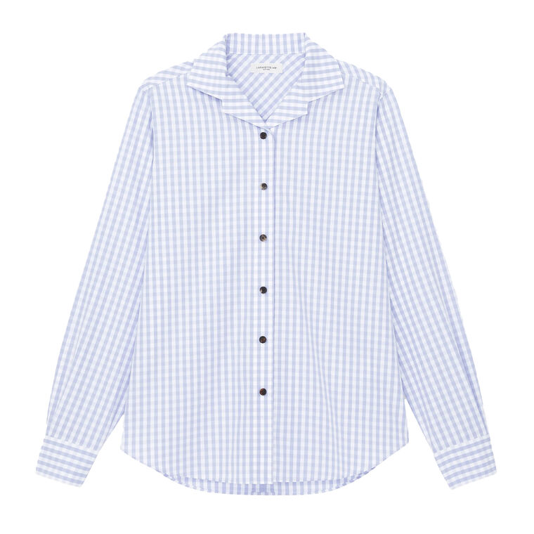 Gingham Notched Shawl Collar Shirt image number null