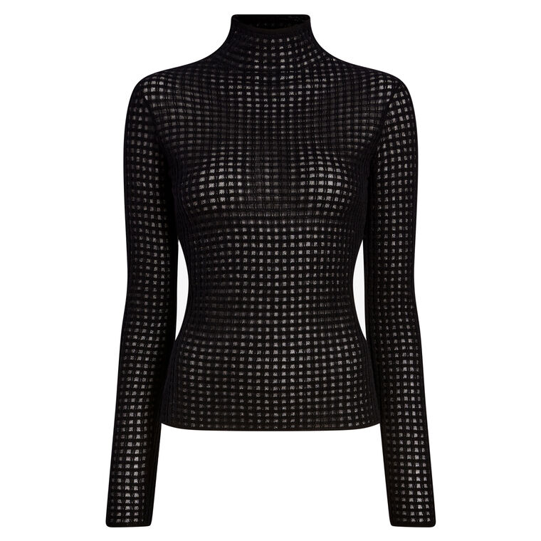 Zella Top Long Sleeve Turtleneck Top In Check Merino image number null