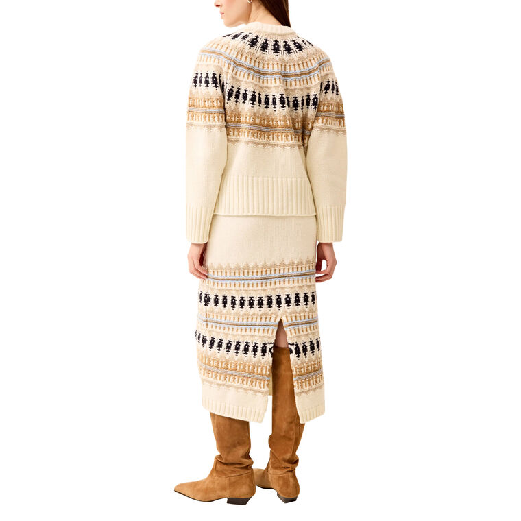 Giora Fair Isle Pull-On Knit Midi Skirt image number null