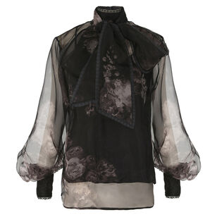Hypnotic Organza Long Sleeve Pussybow Blouse