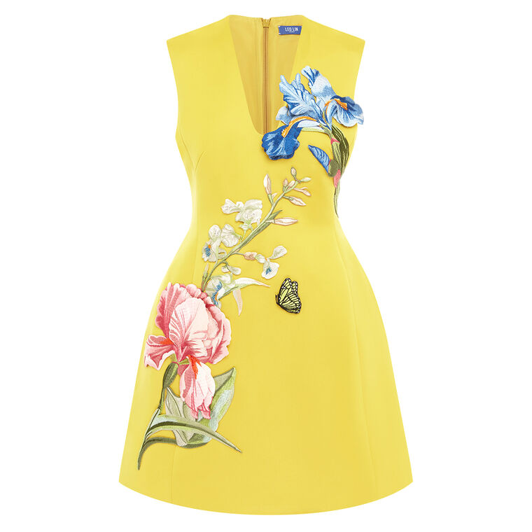 Bree Sleeveless V-Neck Embroidery Mini Dress image number null