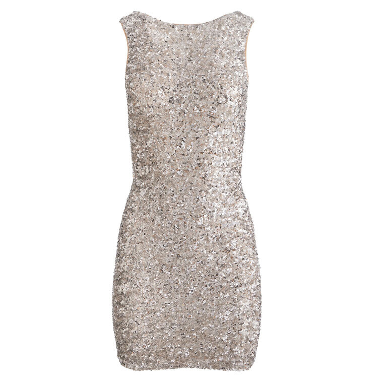 Celia Sequin Cowl Tie Back Mini Dress image number null