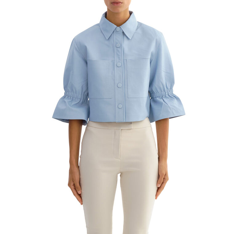 Carolina Leather Ruffle Sleeve Jacket image number null