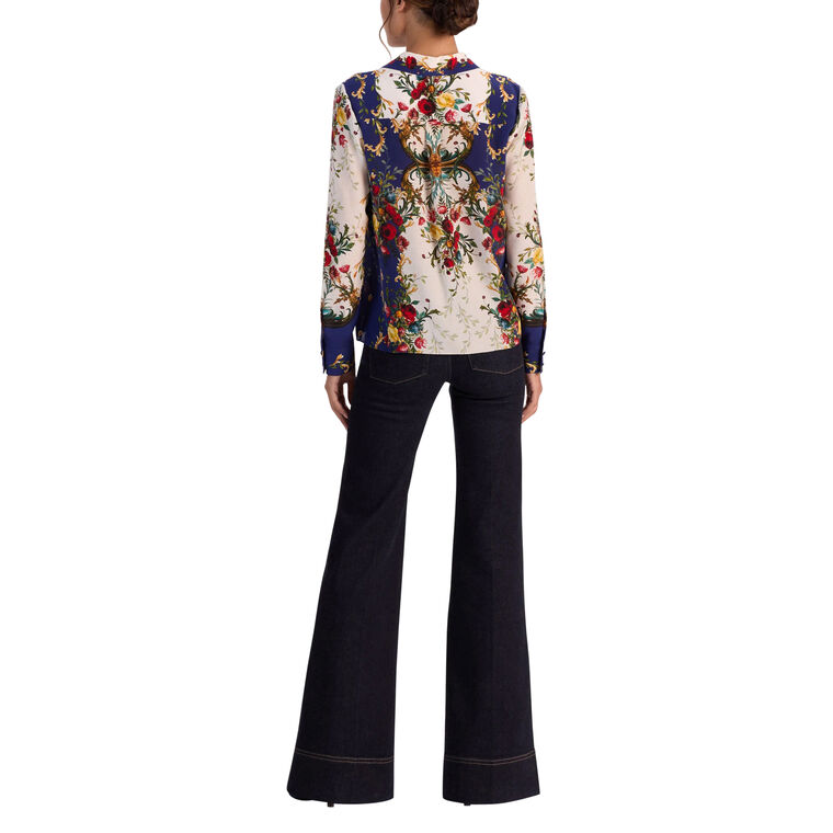 Willa Long Sleeve Hidden Placket Silk Blouse image number null