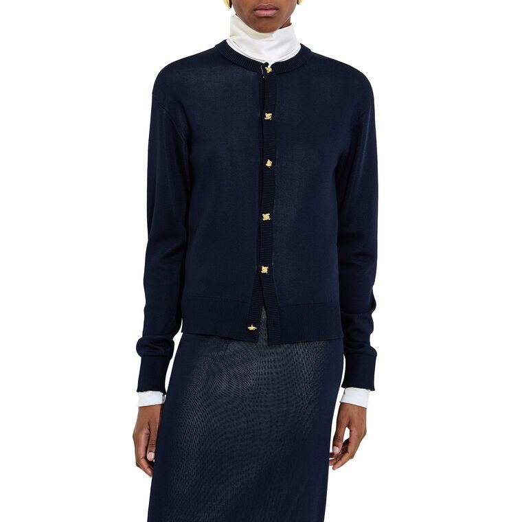 Silk Double Knit Cardigan image number null