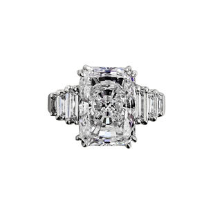 Radiant Cut Center Ring With Baguette Sides In Vermeil