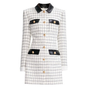 Check Boucle Long Sleeve Mini Dress