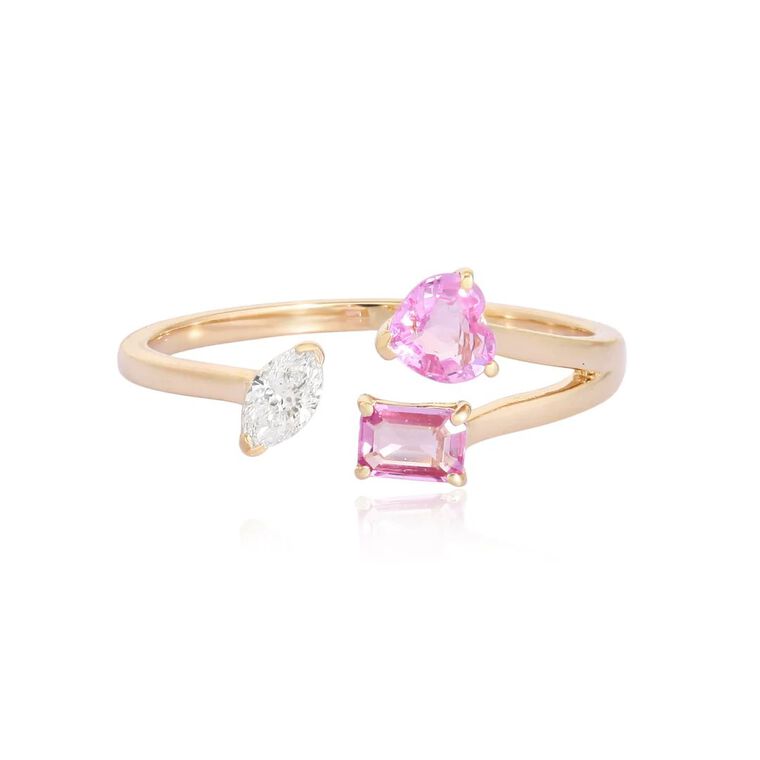 Open Three Stone Pink Sapphire Ring image number null