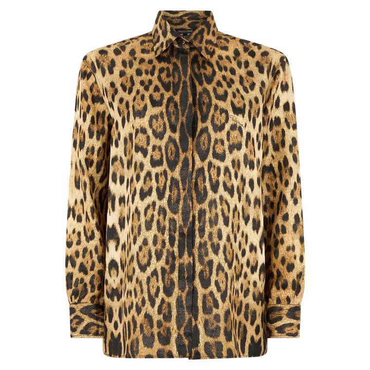 Leopard Print Long Sleeve Button Down Blouse image number null