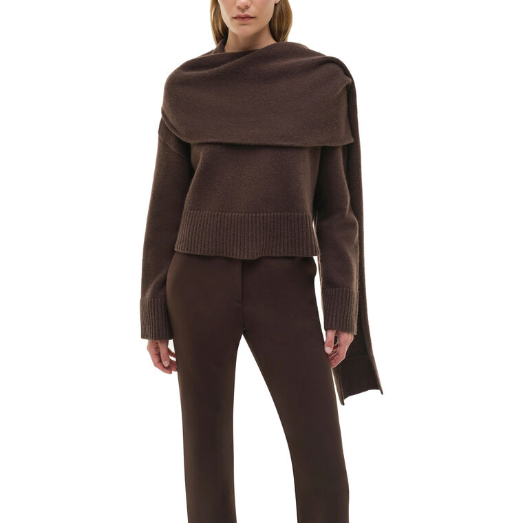 Elson Cropped Wool Cashmere Scarf Sweater image number null