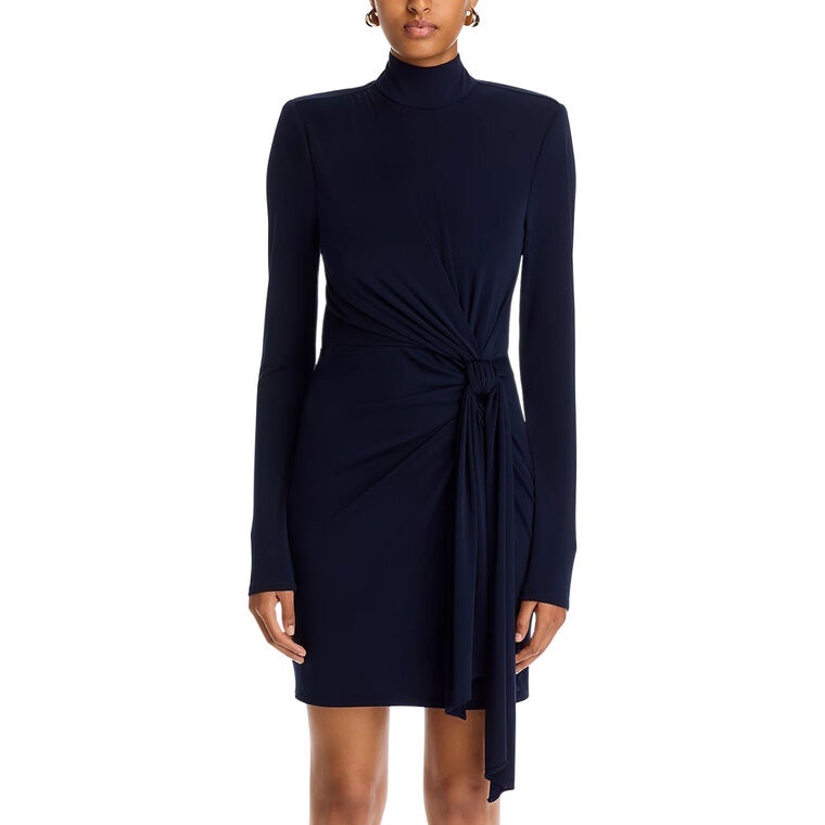 Joelene Knot Front Long Sleeve Knit Mini Dress image number null