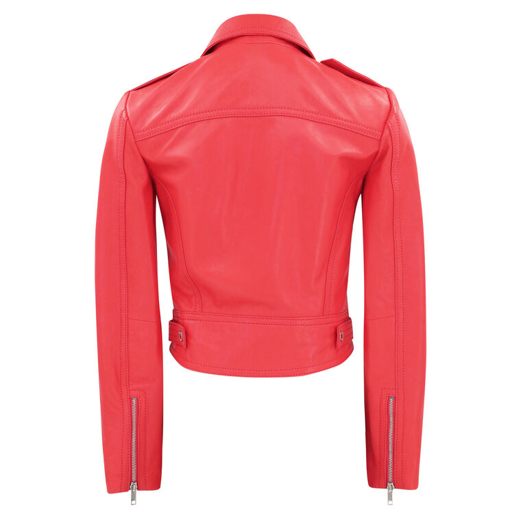 Nappa Leather Cropped Biker Jacket image number null