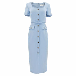Crepe Button Midi Dress