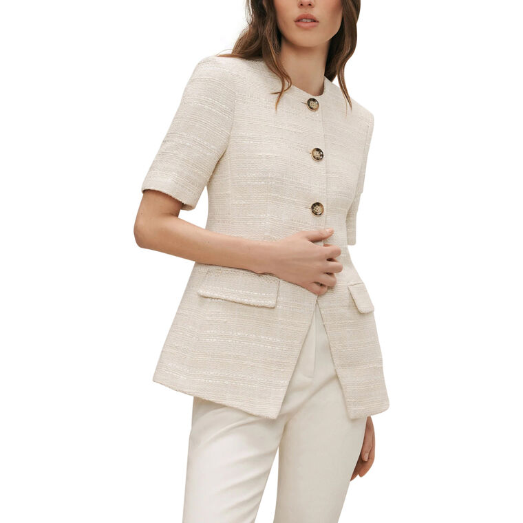 Bodie Collarless Short Sleeve Tweed Jacket image number null