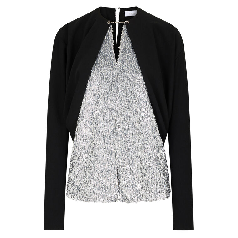 Long Sleeve Chainmail Embellished Top image number null