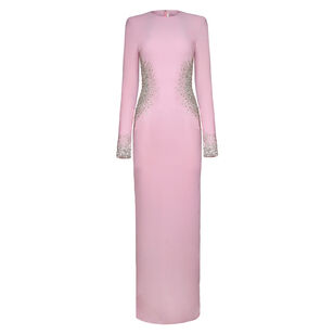 Long Sleeve Gown With Crystal Detailing